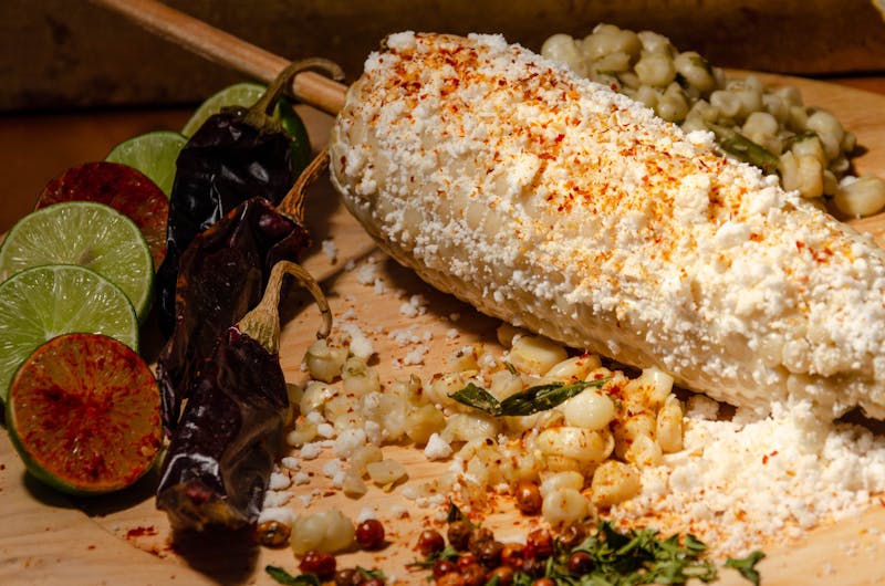 Elote Street Corn with cotija and chili powder